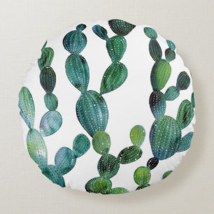 Cactus Craze: Tropische Waterverf Trend Rond Kussen