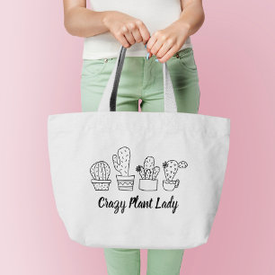 Cactus - Crazy Plant Lady Grote Tote Bag