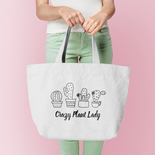 Cactus - Crazy Plant Lady Grote Tote Bag