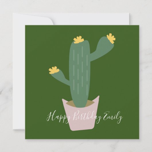 Cactus Cupcake Illustration Birthday (Voorkant)
