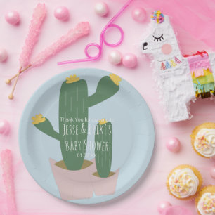 Cactus Cupcakes  Baby Shower Bedankt  Blauw Papieren Bordje