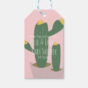 Cactus Cupcakes  Baby Shower Bedankt  Roze  Cadeaulabel