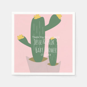Cactus Cupcakes Baby Shower Bedankt Roze Servet