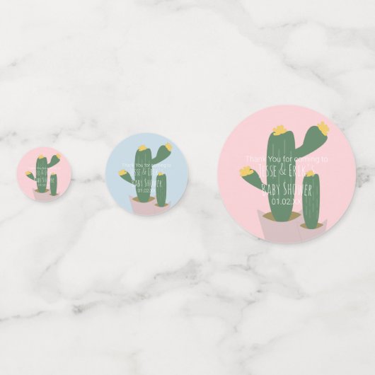 Cactus Cupcakes Baby shower Hartelijk dank Confetti (Voorkanten)