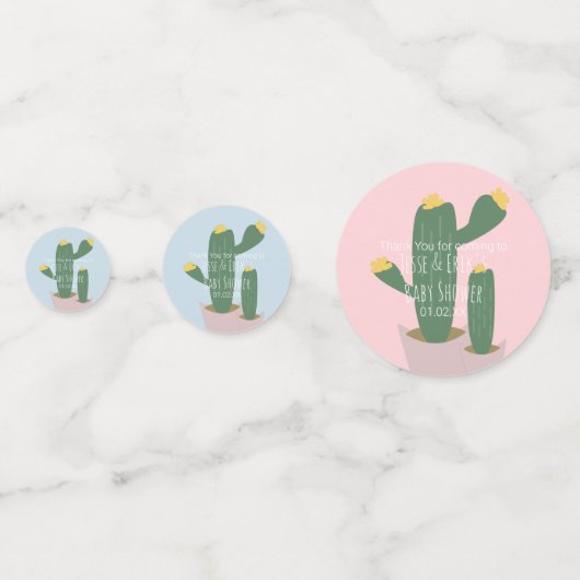 Cactus Cupcakes Baby shower Hartelijk dank Confetti (Achterkanten)
