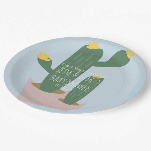 Cactus Cupcakes Baby shower Hartelijk dank Papieren Bordje (Gekanteld)