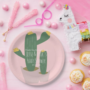 Cactus Cupcakes Roze Baby Shower Bedankt  Papieren Bordje
