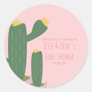 Cactus Cupcakes Roze Baby Shower Bedankt Ronde Sticker