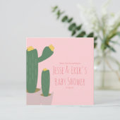 Cactus Cupcakes Roze Baby shower Dank u Kaart (Staand voorkant)