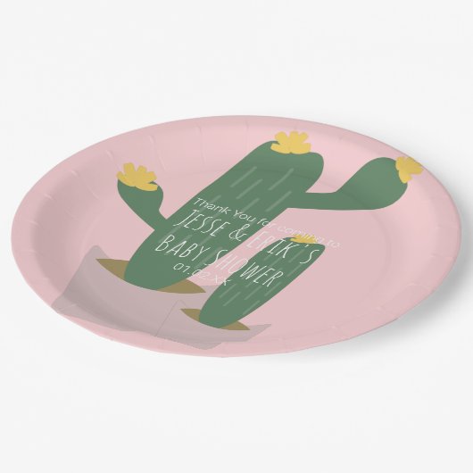 Cactus Cupcakes Roze Baby shower Dank u Papieren Bordje (Gekanteld)