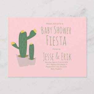 Cactus Cupcakes Roze Baby shower Invitation Briefkaart