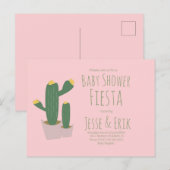Cactus Cupcakes Roze Baby shower Invitation Briefkaart (Voorkant / Achterkant)