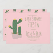 Cactus Cupcakes Roze Baby shower Invitation Kaart (Voorkant / Achterkant)