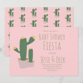 Cactus Cupcakes Roze Baby Shower Uitnodiging (Voorkant / Achterkant)