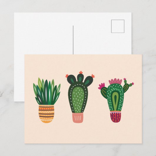 Cactus Cute Briefkaart (Voorkant / Achterkant)