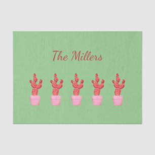 Cactus Cute Modern Green Roze Waterverf Tissuepapier
