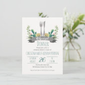 Cactus Cutlery Rehearsal Dinner Invitation Kaart (Staand voorkant)