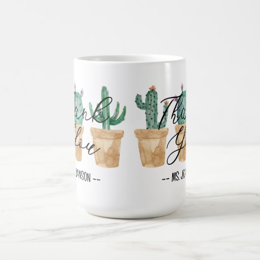 Cactus dank u aangepaste naam koffiemok (Center)