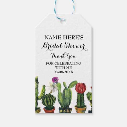 Cactus Dank u Label Fiesta Mexico Vrijgezellenfees Cadeaulabel (Voorkant)