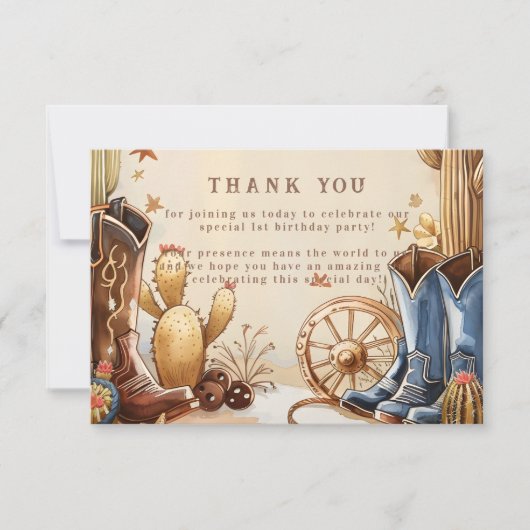 Cactus Desert 1st Rodeo Party Bedankkaart (Voorkant)