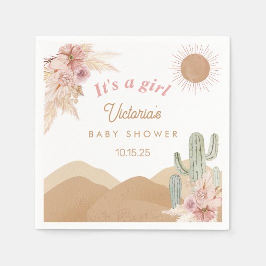 Cactus Desert, Arizona Girl Baby shower Bohemian Servet (Voorkant)