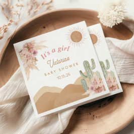 Cactus Desert, Arizona Girl Baby shower Bohemian Servet
