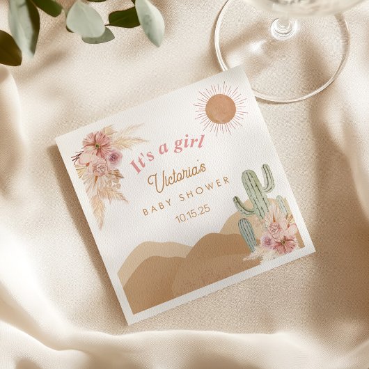 Cactus Desert, Arizona Girl Baby shower Bohemian Servet