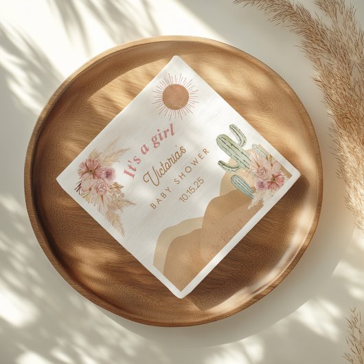 Cactus Desert, Arizona Girl Baby shower Bohemian Servet