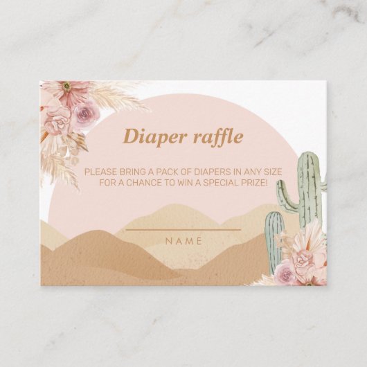 Cactus Desert Arizona Southwestern Diaper Raffle Informatiekaartje (Voorkant)