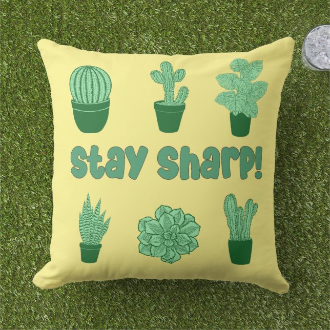 Cactus Desert Cacti Plant Modern Pattern Buitenkussen (Gras)