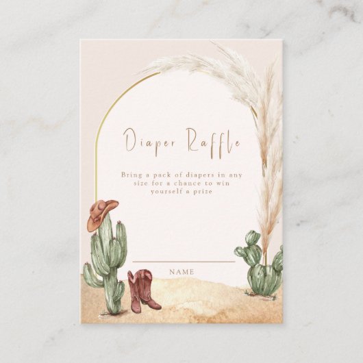 Cactus Desert Cowboy Luier Raffle Baby shower Informatiekaartje (Voorkant)