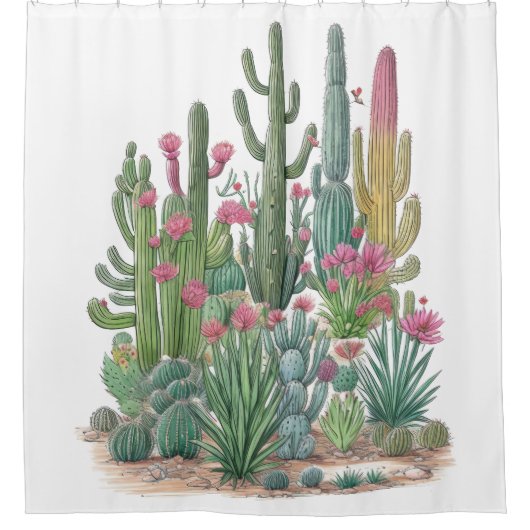Cactus Desert Douchegordijn (Voorkant)