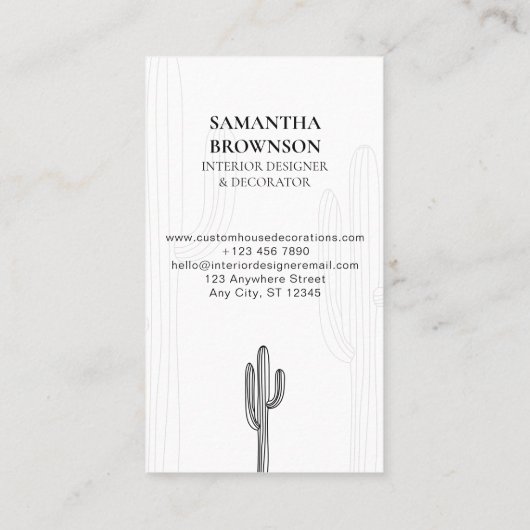 Cactus Desert Flower Abstract Vertical Cacti Visitekaartje (Achterkant)