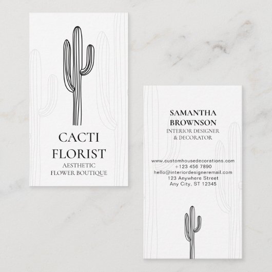 Cactus Desert Flower Abstract Vertical Cacti Visitekaartje (Voorkant / Achterkant)