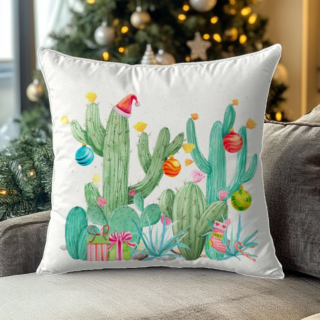 Cactus Desert Holiday Kerstmis Zuidwest Decor Kussen (Creator heeft geüpload)