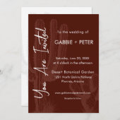 Cactus Desert Maroon Terra Cotta Bruiloft Kaart (Voorkant / Achterkant)