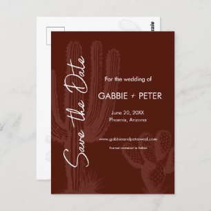 Cactus Desert Maroon Terra Cotta Save the Date Briefkaart