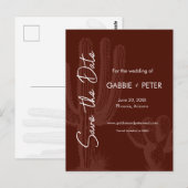 Cactus Desert Maroon Terra Cotta Save the Date Briefkaart (Voorkant / Achterkant)