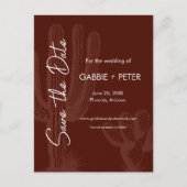 Cactus Desert Maroon Terra Cotta Save the Date Briefkaart (Voorkant)