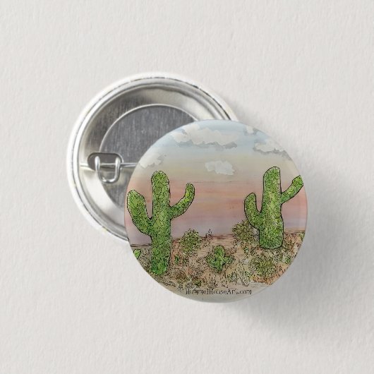 Cactus Desert Skies kleine pin Ronde Button 3,2 Cm (Voorkant /achterkant)