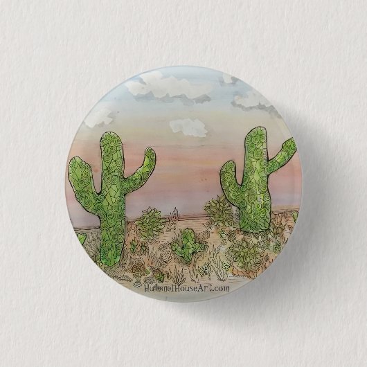 Cactus Desert Skies kleine pin Ronde Button 3,2 Cm (Voorkant)