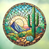 Cactus Desert Sunrise Glas in lood Raamsticker (Vel 3)