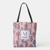 Cactus Desert Sunset Botanische Bloemen Gepersonal Tote Bag (Achterkant)