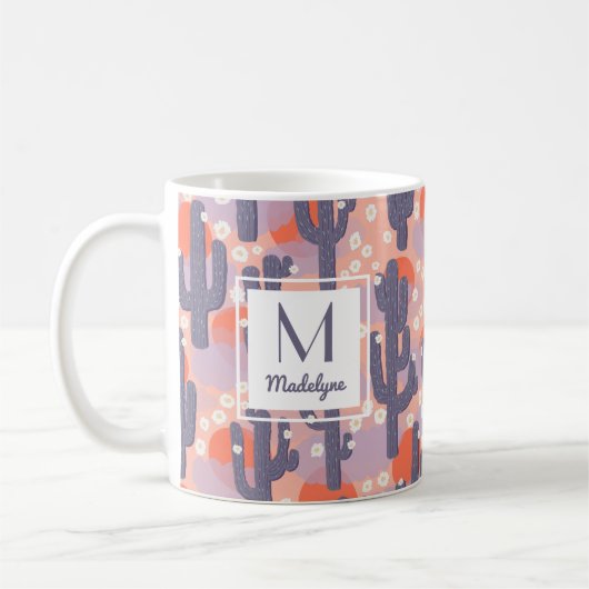 Cactus Desert Sunset Floral gepersonaliseerd Koffiemok (Links)