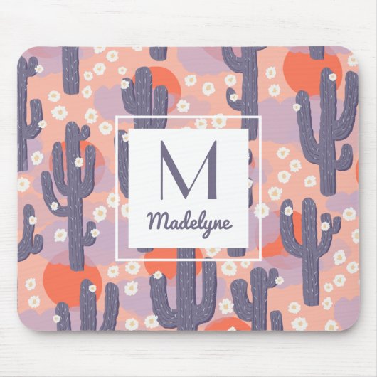 Cactus Desert Sunset gepersonaliseerd Muismat (Voorkant)