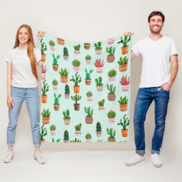 Cactus Desert Waterverf Fleece Deken