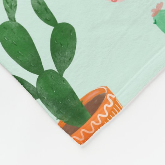 Cactus Desert Waterverf Fleece Deken (Hoek)