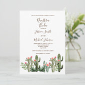 Cactus Desert Wedding Invitation Kaart (Staand voorkant)