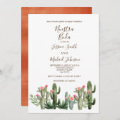 Cactus Desert Wedding Invitation Kaart (Voorkant / Achterkant)