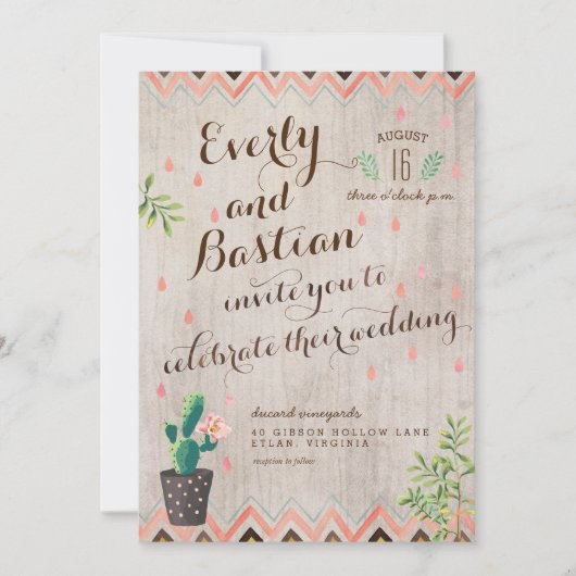 Cactus Desert Wedding Invitations Kaart (Voorkant)